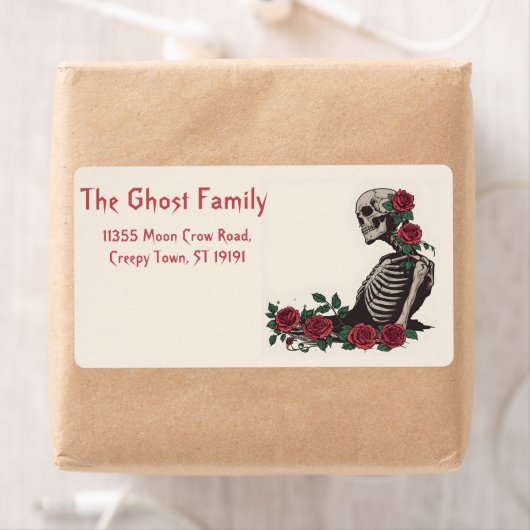 Gepersonaliseerde Halloween Geesten Schedel Bloeme Etiket (Insitu)