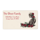 Gepersonaliseerde Halloween Geesten Schedel Bloeme Etiket (Voorkant)