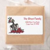 Gepersonaliseerde Halloween Geesten Schedel Bloeme Etiket (Insitu)