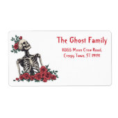 Gepersonaliseerde Halloween Geesten Schedel Bloeme Etiket (Voorkant)