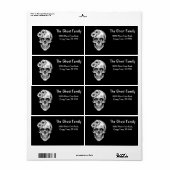 Gepersonaliseerde Halloween Geesten Schedel Bloeme Etiket (Full Sheet)