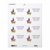 Gepersonaliseerde Halloween Geesten Schedel Bloeme Etiket (Full Sheet)