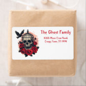 Gepersonaliseerde Halloween Geesten Schedel Bloeme Etiket (Insitu)