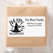 Gepersonaliseerde Halloween Geesten Schedel Bloeme Etiket (Insitu)