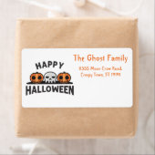 Gepersonaliseerde Halloween Geesten Schedel Bloeme Etiket (Insitu)