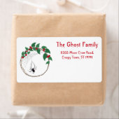Gepersonaliseerde Halloween Geesten Schedel Bloeme Etiket (Insitu)