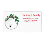 Gepersonaliseerde Halloween Geesten Schedel Bloeme Etiket (Voorkant)