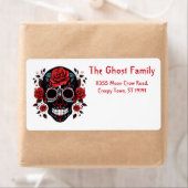 Gepersonaliseerde Halloween Geesten Schedel Bloeme Etiket (Insitu)