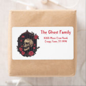 Gepersonaliseerde Halloween Geesten Schedel Bloeme Etiket (Insitu)