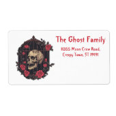 Gepersonaliseerde Halloween Geesten Schedel Bloeme Etiket (Voorkant)