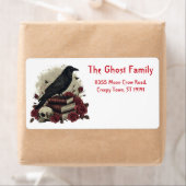 Gepersonaliseerde Halloween Geesten Schedel Bloeme Etiket (Insitu)