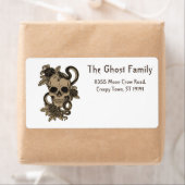 Gepersonaliseerde Halloween Geesten Schedel Bloeme Etiket (Insitu)