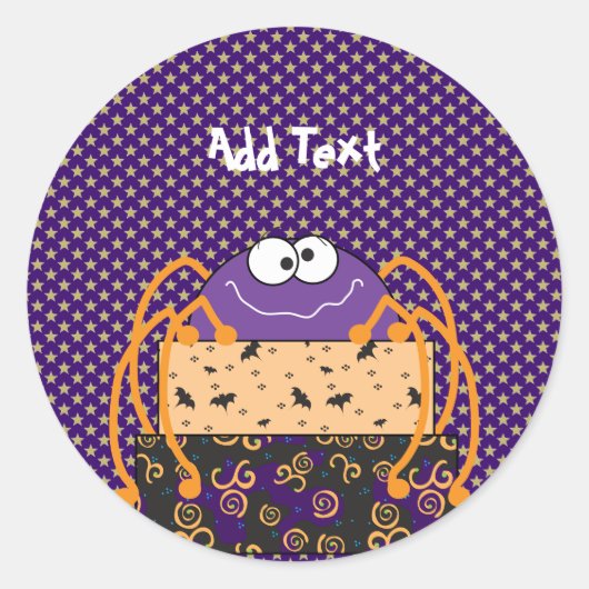Gepersonaliseerde Halloween geschenken, paarse spi Ronde Sticker (Voorkant)