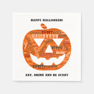 Gepersonaliseerde Halloween gesneden pompoen woord Servet