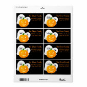 Gepersonaliseerde Halloween Ghosts Pumpkin Etiket (Full Sheet)