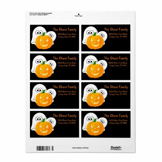 Gepersonaliseerde Halloween Ghosts Pumpkin Etiket (Full Sheet)