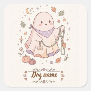 gepersonaliseerde Halloween-hond-moeder spook Vierkante Sticker