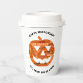 Gepersonaliseerde Halloween Jack-o'-Lantern Word C Papieren Bekers (Achterkant)