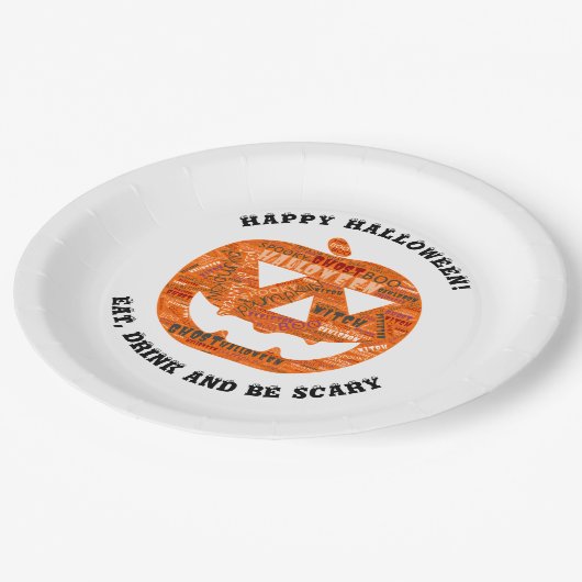 Gepersonaliseerde Halloween Jack-o'-Lantern Word C Papieren Bordje (Gekanteld)