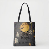 Gepersonaliseerde Halloween met geesten en volle m Tote Bag (Voorkant)