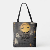Gepersonaliseerde Halloween met geesten en volle m Tote Bag (Achterkant)