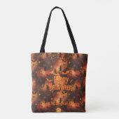 Gepersonaliseerde Halloween met vleermuizen, hekse Tote Bag (Achterkant)