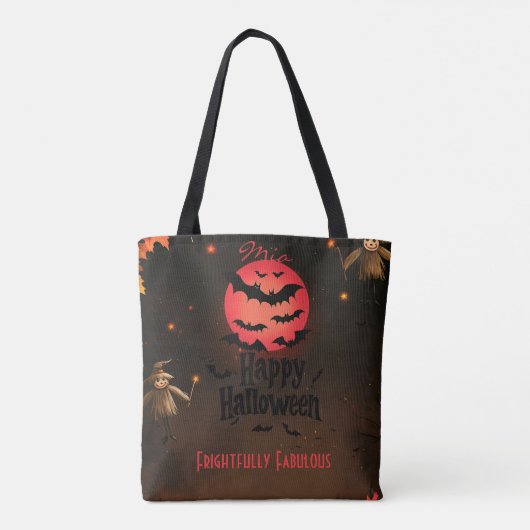 Gepersonaliseerde Halloween met vogelverschrikkers Tote Bag (Achterkant)