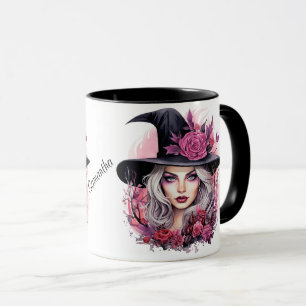 Gepersonaliseerde Halloween mooie blonde heks Mok