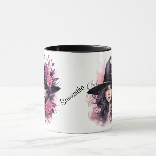Gepersonaliseerde Halloween mooie heks Mok (Midden)