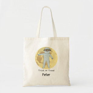 Gepersonaliseerde halloween mummy boy costuum tote bag