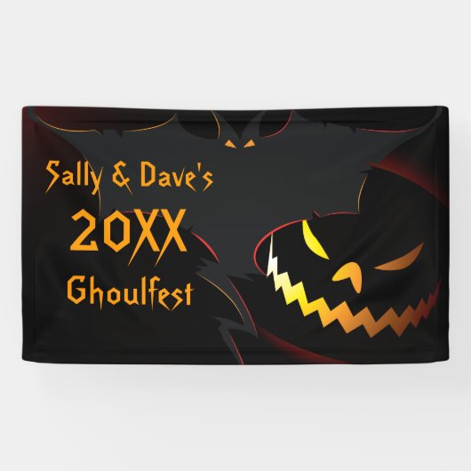 Gepersonaliseerde Halloween Party Banner Bat Lante (Horizontaal)