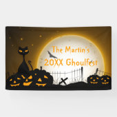 Gepersonaliseerde Halloween Party Banner Cat Pumpk (Horizontaal)