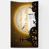 Gepersonaliseerde Halloween Party Banner Cat Pumpk (Verticaal)