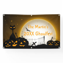 Gepersonaliseerde Halloween Party Banner Cat Pumpk