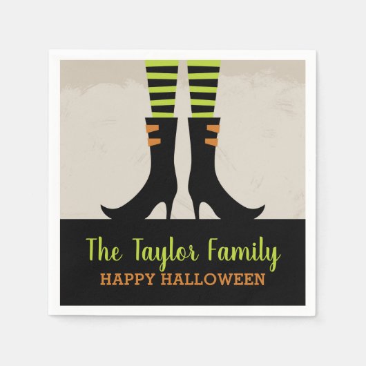 Gepersonaliseerde Halloween Party met Wschopte Wit Servet (Voorkant)