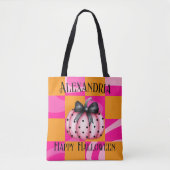 Gepersonaliseerde Halloween pompoen boog roze Sina Tote Bag (Voorkant)