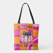 Gepersonaliseerde Halloween pompoen boog roze Sina Tote Bag (Achterkant)