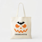 Gepersonaliseerde Halloween pompoen gezicht aangep Tote Bag (Voorkant)