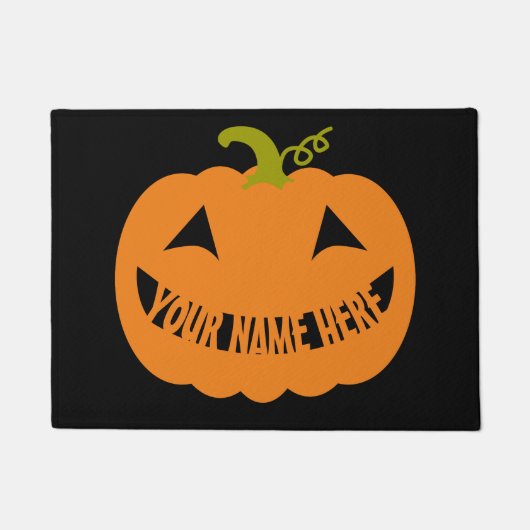 Gepersonaliseerde Halloween Pumpkin Deurmat (Voorkant)
