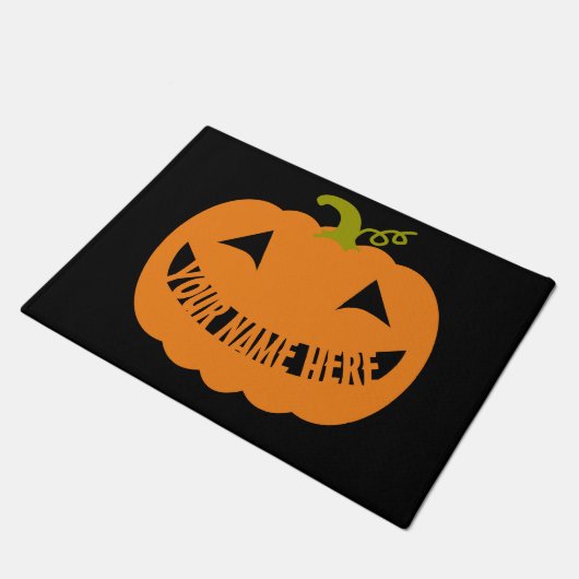 Gepersonaliseerde Halloween Pumpkin Deurmat (Schuin)