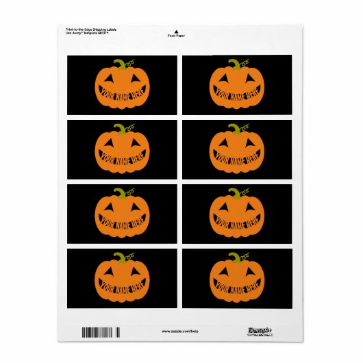 Gepersonaliseerde Halloween Pumpkin Etiket (Full Sheet)