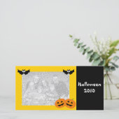 Gepersonaliseerde Halloween Pumpkin-fotokaart Feestdagenkaart (Staand voorkant)