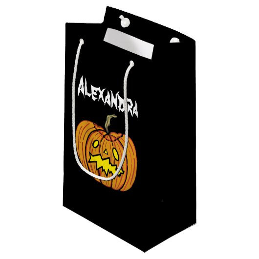 Gepersonaliseerde Halloween Pumpkin Klein Cadeauzakje (Voorkant Gekanteld)