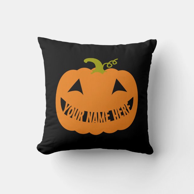 Gepersonaliseerde Halloween Pumpkin Kussen (Voorkant)