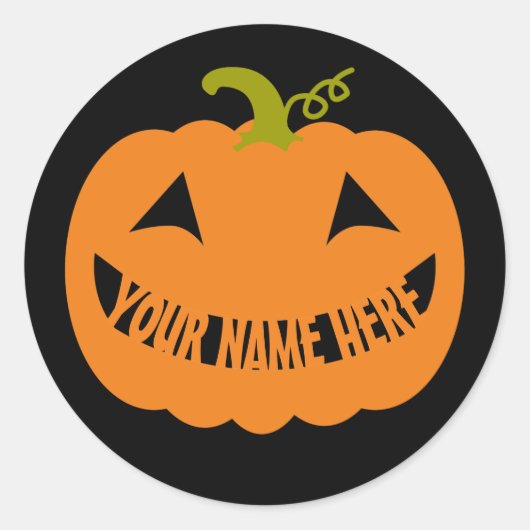 Gepersonaliseerde Halloween Pumpkin Ronde Sticker (Voorkant)