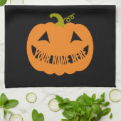 Gepersonaliseerde Halloween Pumpkin Theedoek (Gevouwen)