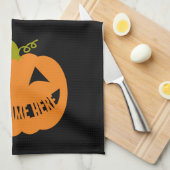 Gepersonaliseerde Halloween Pumpkin Theedoek (Quarter Fold)