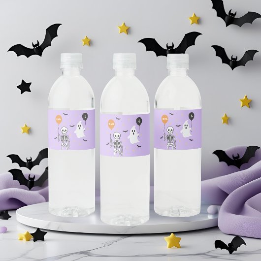 Gepersonaliseerde Halloween Skeleton & Ghost Verja Waterfles Etiket