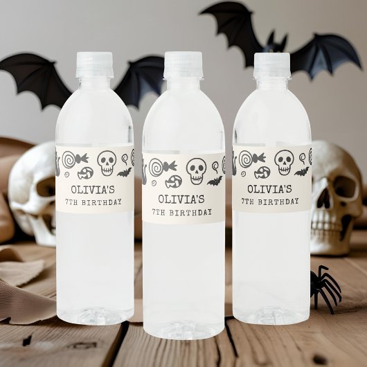 Gepersonaliseerde Halloween Skeleton & Ghost Verja Waterfles Etiket