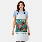 Gepersonaliseerde Halloween Skeleton Riding Dinosa Schort (Gedragen)